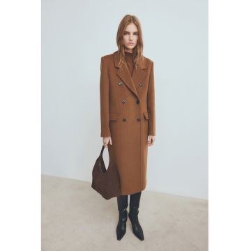 Palton din lana cu doua randuri de nasturi