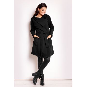 Palton pentru dama  Bumbac/Elastan - Negru