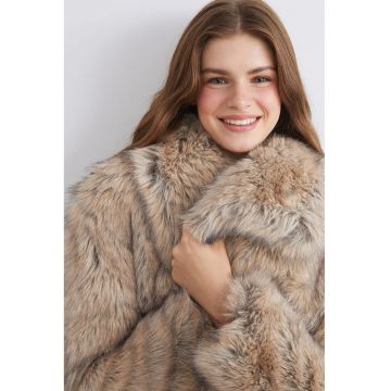 Palton regular fit de blana sintetica