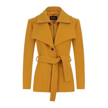 Palton scurt din amestec de lana virgina si cordon