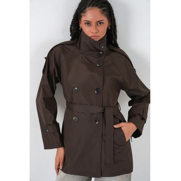 Trenci dama  Regular Fit - maro mocha - textil