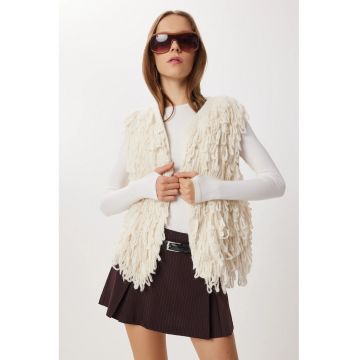 Veste tricotata Happiness Istanbul - decolteu in V - crem -
