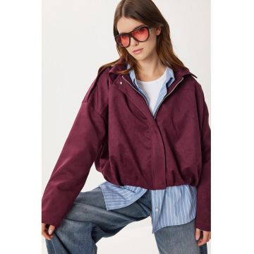 Geaca bomber Happiness Istanbul - mov - textil - cu fermoar