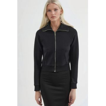 Geaca  bumbac/jerseu - cu fermoar - negru