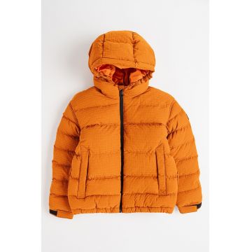 Geaca cu buzunare laterale si gluga - Portocaliu stins