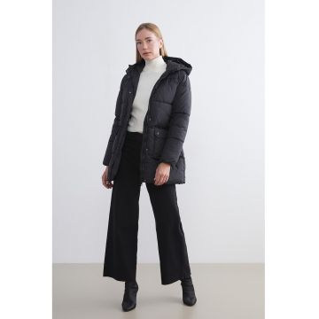 Geaca cu cordon in talie - Negru