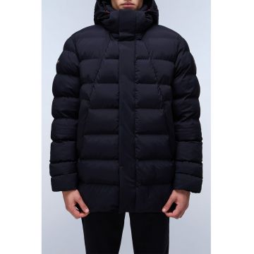 Geaca cu gluga si aspect matlasat - Negru