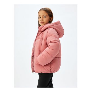 Geaca cu gluga si buzunare laterale - Roz