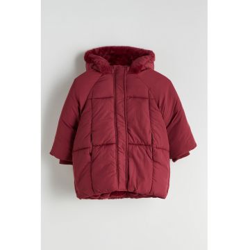 Geaca cu vatelina si captusealaa din blana sintetica - Rosu inchis