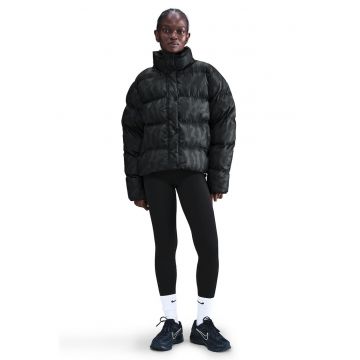 Geaca cu vatelina si model camuflaj - Negru/Verde padure