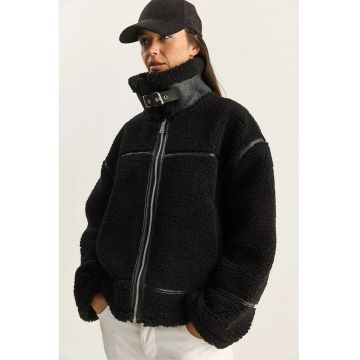 Geaca dama -  supradimensionata - blana artificiala - neagra