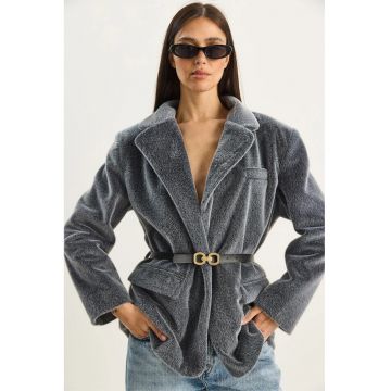 Geaca de catifea  gri inchis