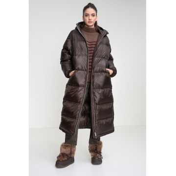 Geaca lunga cu gluga