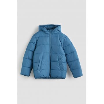 Geaca matlasata cu gluga - Albastru prafuit