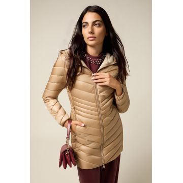 Geaca matlasata cu gluga - Maro camel