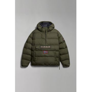 Geaca matlasata fara inchidere cu logo Rainforest - Kaki