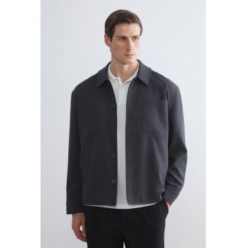 Jacheta-camasa cu guler clasic - Gri inchis