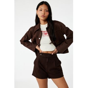 Jacheta-camasa din piele intoarsa ecologica cu buzunare aplicate