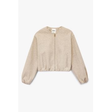Jacheta crop cu terminatii elastice - Maro camel