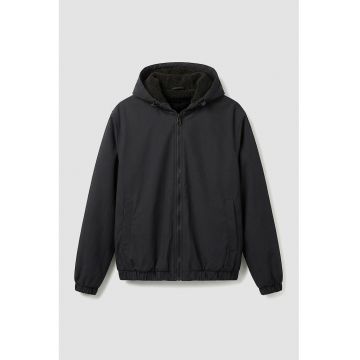 Jacheta cu fermoar si gluga - Negru