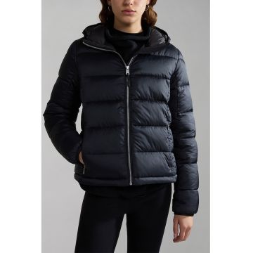 Jacheta cu gluga si aspect matlasat Aerons Rise - Negru