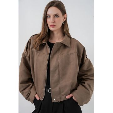 Jacheta dama HiCCUP verde textil - Kaki