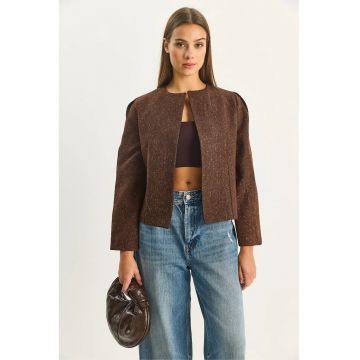 Jacheta dama -  texturata - captusita - maro - jerseu