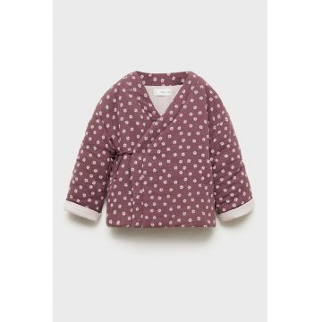 Jacheta din bumbac cu model - Alb/Rosu stins