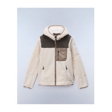 Jacheta din fleece cu gluga si design colorblock Yupik