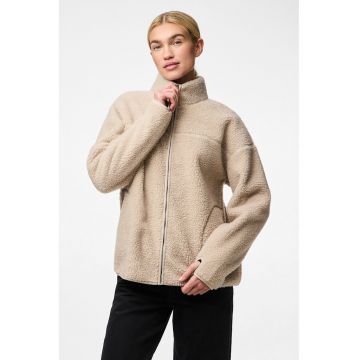Jacheta pufoasa cu fermoar - Maro camel