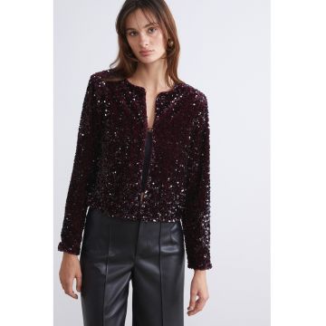 Jacheta scurta cu paiete - Negru