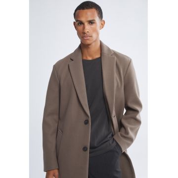 Palton cu nasturi si revere - Maro taupe