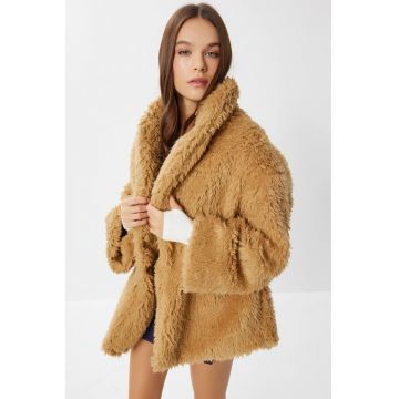 Palton dama - Happiness Istanbul - textil - maro camel