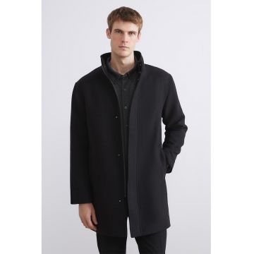 Palton regular-fit cu buzunare laterale - Negru