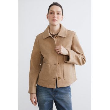 Palton scurt cu nasturi - Bej