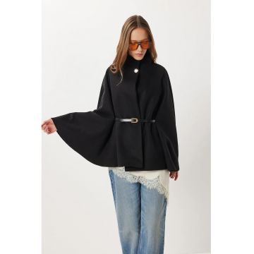 Poncho texturat - Happiness Istanbul - negru - textil