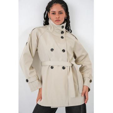 Trenci dama -  Regular Fit - bej natural - textil