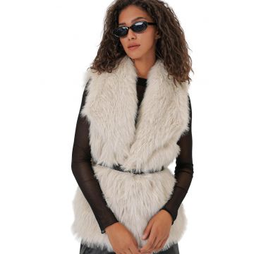 Vesta dama -  blana artificiala - fildes natural - jerseu -