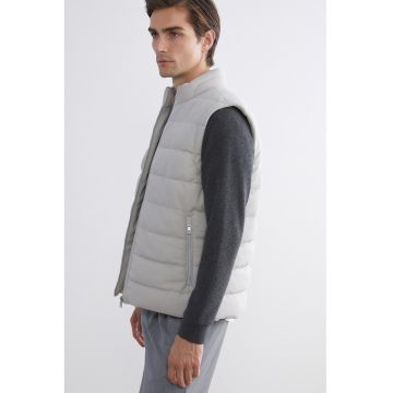 Vesta matlasata cu fermoar - Gri cenusiu