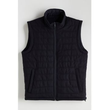 Vesta reversibila cu guler mediu - Negru
