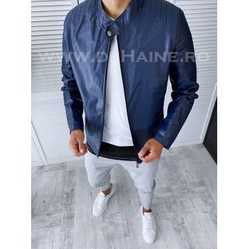 Geaca barbati bleumarin piele ecologica B2828 D0-1