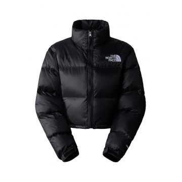 Geaca crop cu guler inalt - Negru