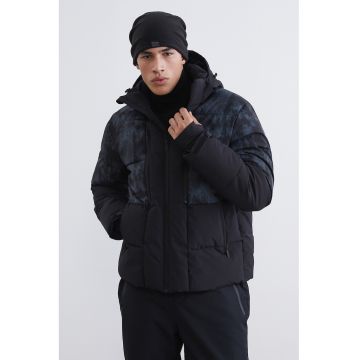 Geaca cu vatelina si buzunare multiple cu fermoar - Negru/Bleumarin