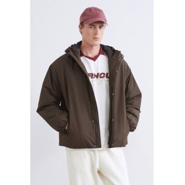 Geaca cu vatelina si gluga - Maro inchis