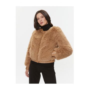 Geaca de dama  blana artificiala - maro -