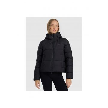 Geaca de puf  pentru femei - neagra - umplutura naturala - poliester