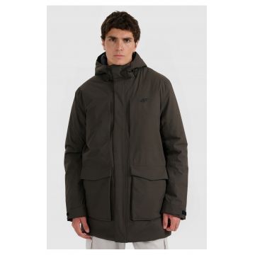 Geaca de tranzitie  barbati - impermeabila - calduroasa - kaki - poliester - set cu gluga ajustabila