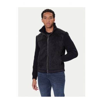 Geaca din imitatie de piele -  negru - barbati -