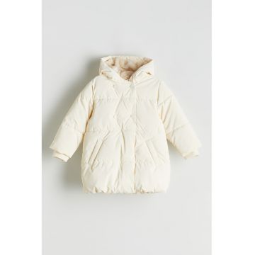 Geaca matlasata cu captuseala din material teddy - Crem