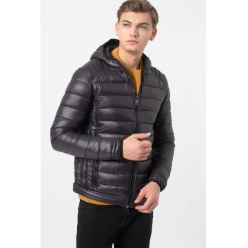 Geaca matlasata cu gluga Abou - Gri inchis